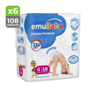 Pack 108 pañales Emubaby Premium Talla G, 9 a 13 kg Packs www.comcer.cl